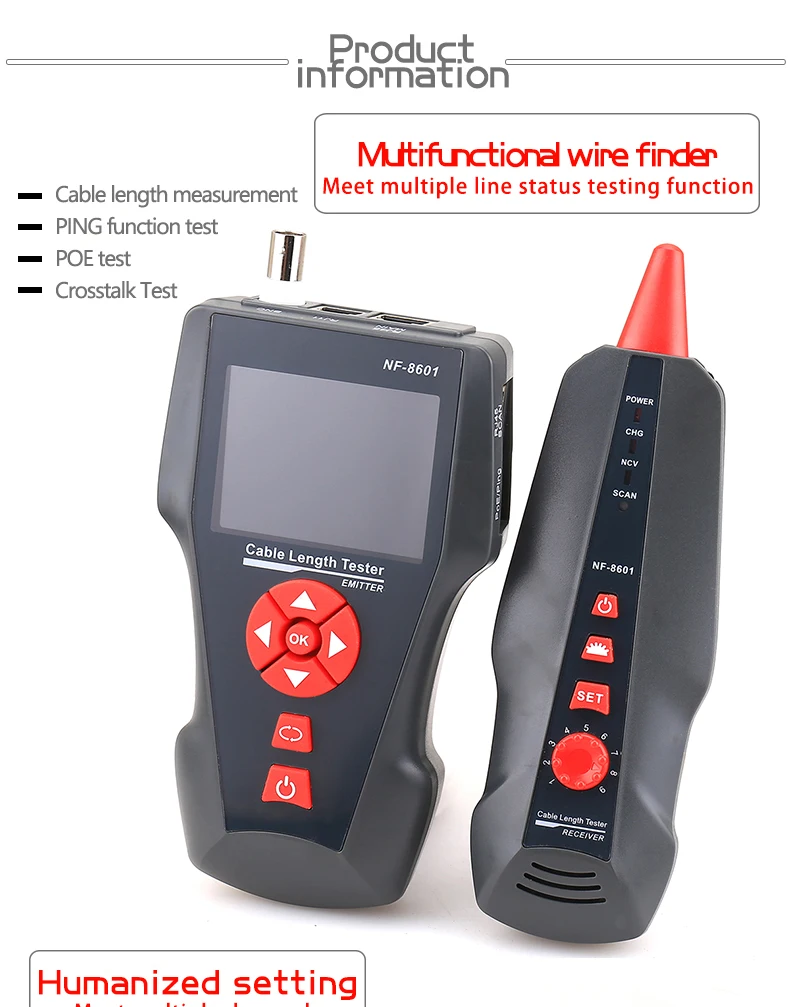 NOYAFA NF-8601 Многофункциональный тестер сетевого кабеля ЖК-дисплей длина кабеля измеритель точки останова тестер RJ45 проверка телефонной линии