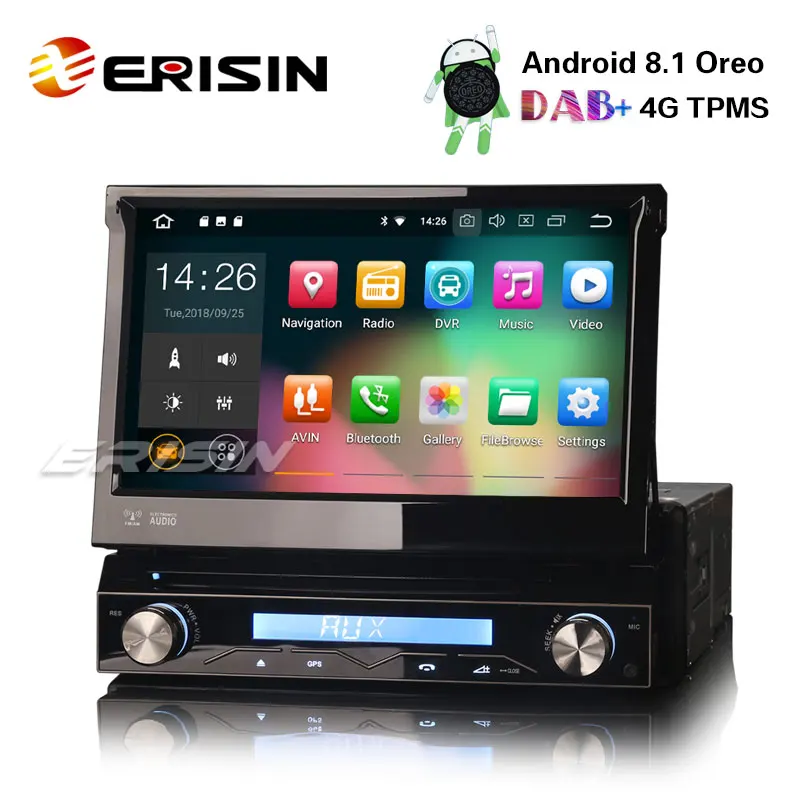 Erisin ES3808U 7 &quotAndroid 8 1 съемный автомобильный стерео DAB + 4G DVR DVD gps данные беспроводного