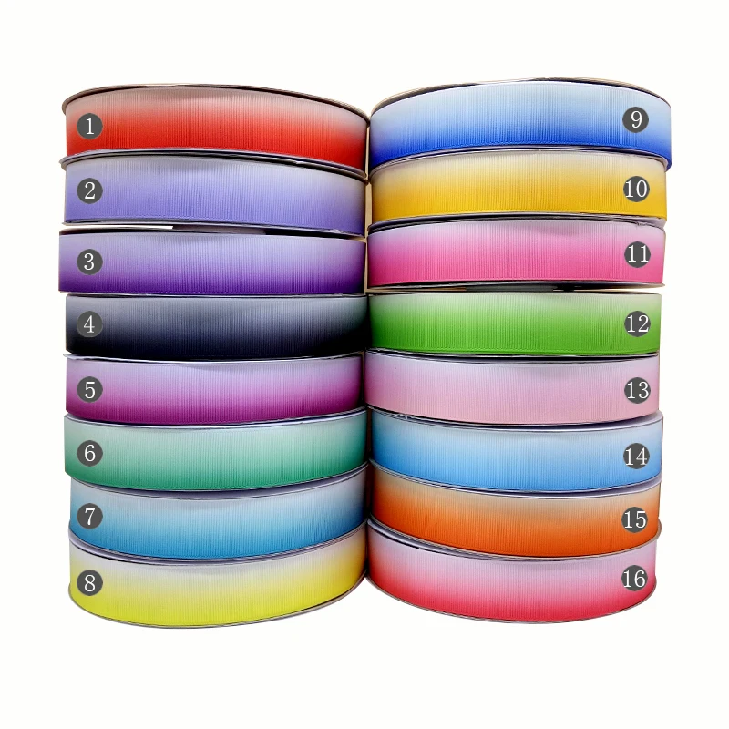 

Free shipping 1" 25 mm 50 yard per color ombre printed grosgrain ribbon 8890