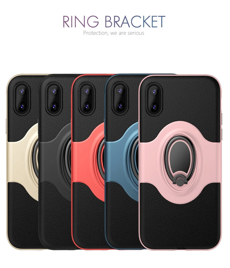 Armor Cases for iPhone 6 6S 7 8 Plus X 10 Case Invisible Finger Ring Bracket Anti-knock PU Leather Cover 6plus 8plus |