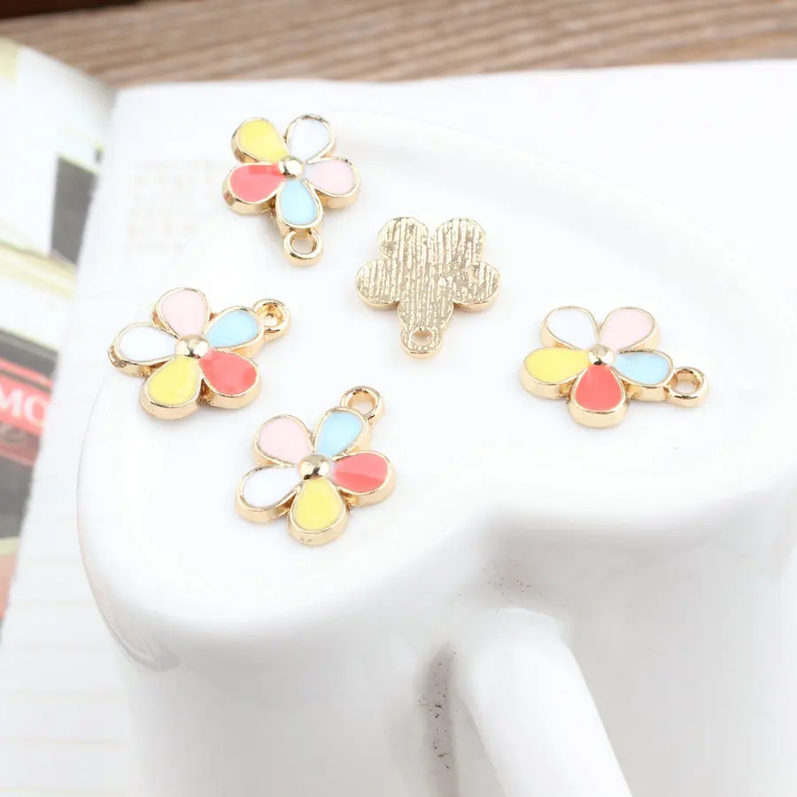 Высокое качество весенний цветок сплав кулон позолота металлическая эмаль