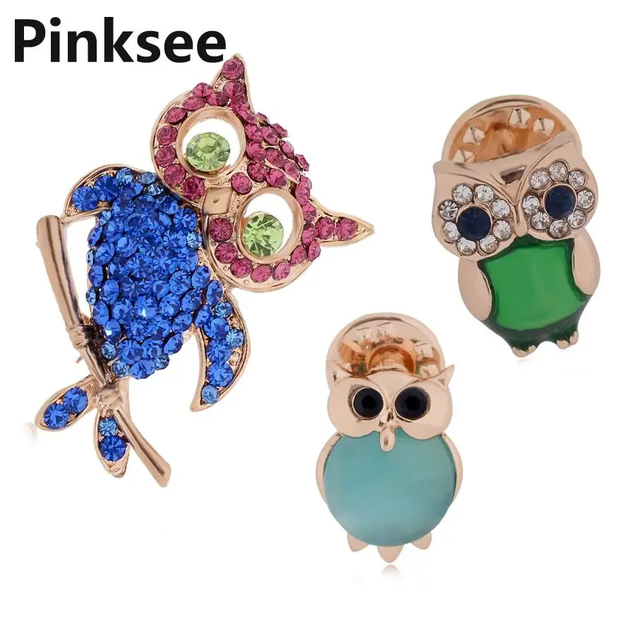 Cute Alloy Owl Brooches For Women And Men Crystal Bird Animal pins and brooches Jewelry Enamel Brooch Pins Christmas Gifts | Украшения и