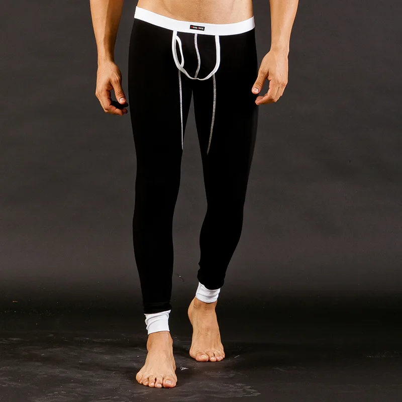 Men Long Johns Warm Pants Thin Elastic Slim Solid Low Waist Male  Breathable Modal Sexy Underwear Tight Legging Bottoms