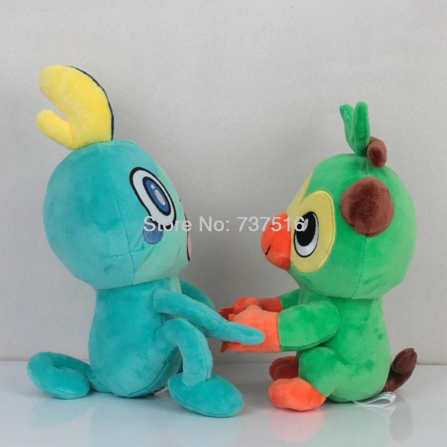 Grookey Sobble Новинка, аниме, зеленое тело, Grookey, Aqua, синяя кожа, Sobble, большое ухо, Scorbunny, плюшевая кукла, чучело, игрушки 9-13 дюймов - Цвет: Grookey Sobble