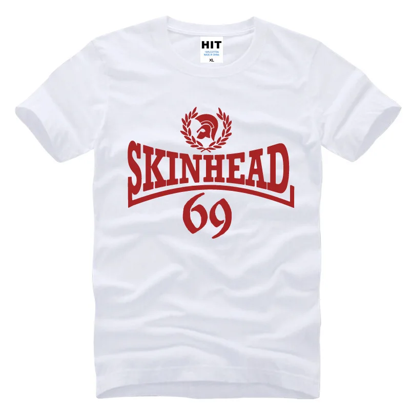 Мужская футболка с принтом Skinhead модная коротким рукавом и круглым вырезом