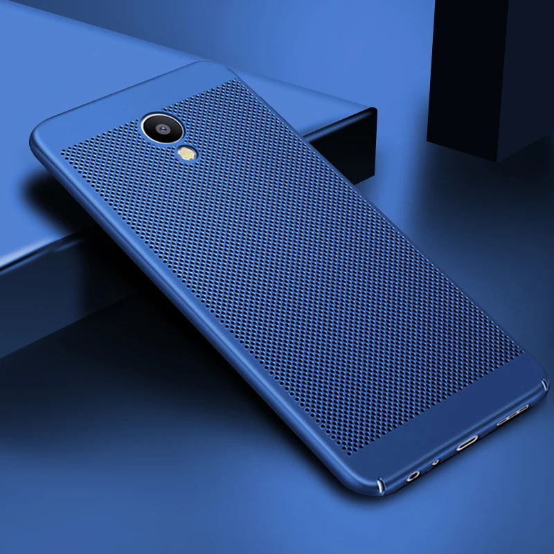 Blue Полый теплоотвод чехол для Meizu 15 M6 Pro 7 M5C Plus M5S M5 Note задняя крышка ультра тонкий Бампер Защитный корпус Capas - Цвет: Blue