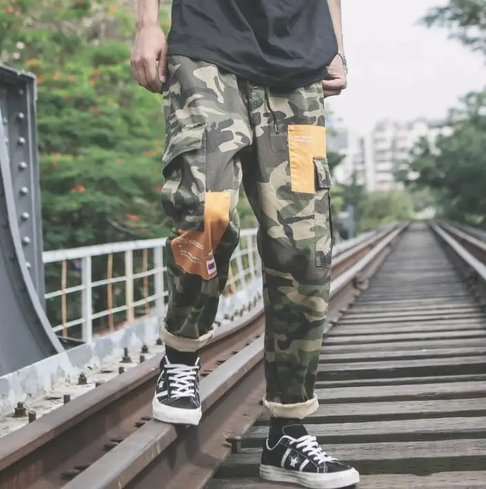 Camouflage personality fashion loose pants mens feet trousers pantalones hombre cargo Straight harem pants for men pantalon