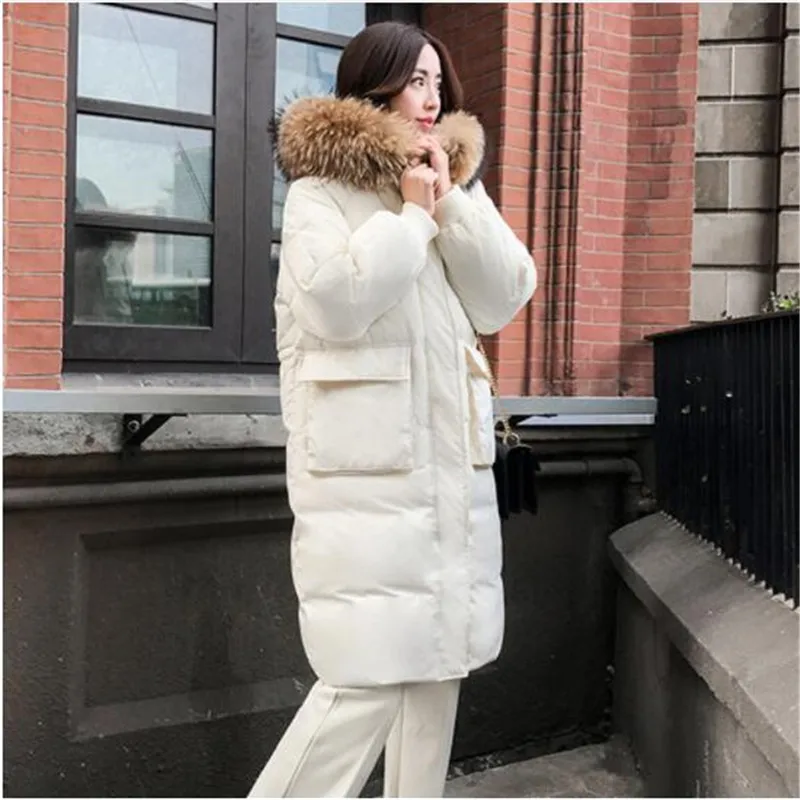Женский пуховик с капюшоном Толстая теплая куртка на утином пуху большим