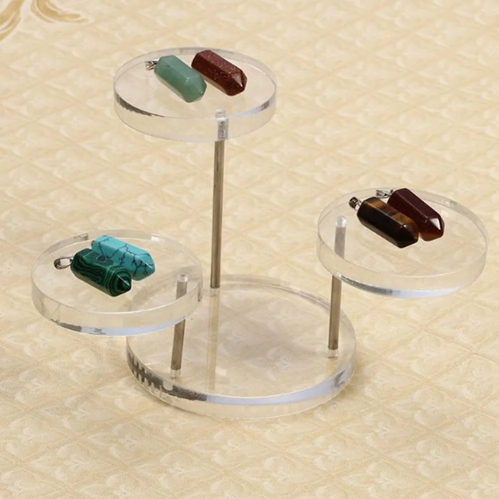 Новинка 3 слоя Прозрачная Круглая кнопка акриловая витрина для ювелирных изделий
