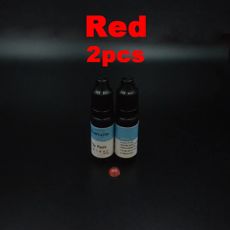 Red 2 бутылки УФ муха краски 2 цвета комбо муха Связывание смолы для рыбалки лечит за секунды средний толстый прозрачный Красочный УФ полимерный клей - Цвет: Red