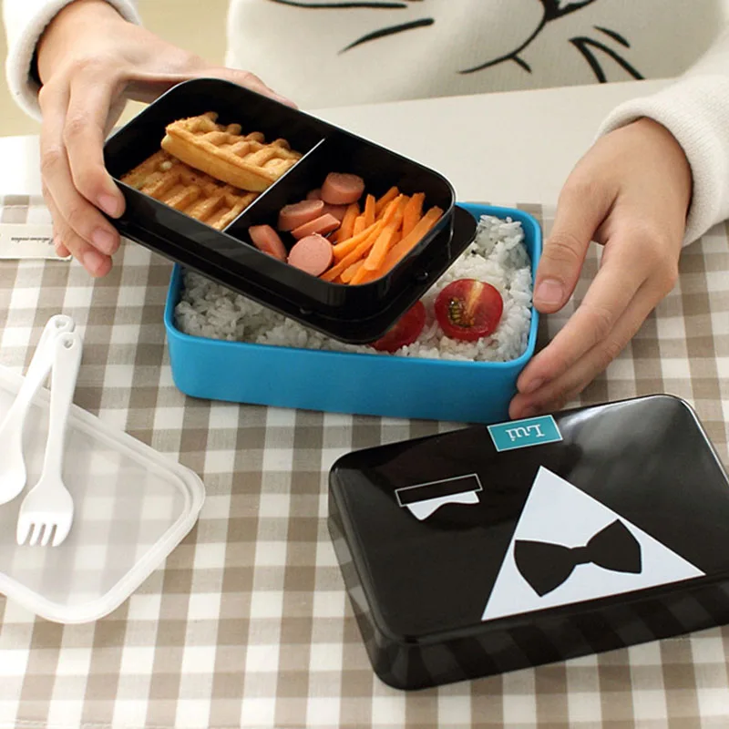 Пластиковый пищевой bento lunchbox милый kawaii контейнер для микроволновой печи