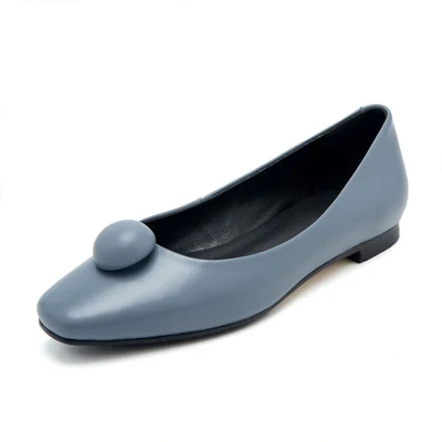 2019 г. Весенне-осенние туфли на плоской подошве с квадратным носком круглым