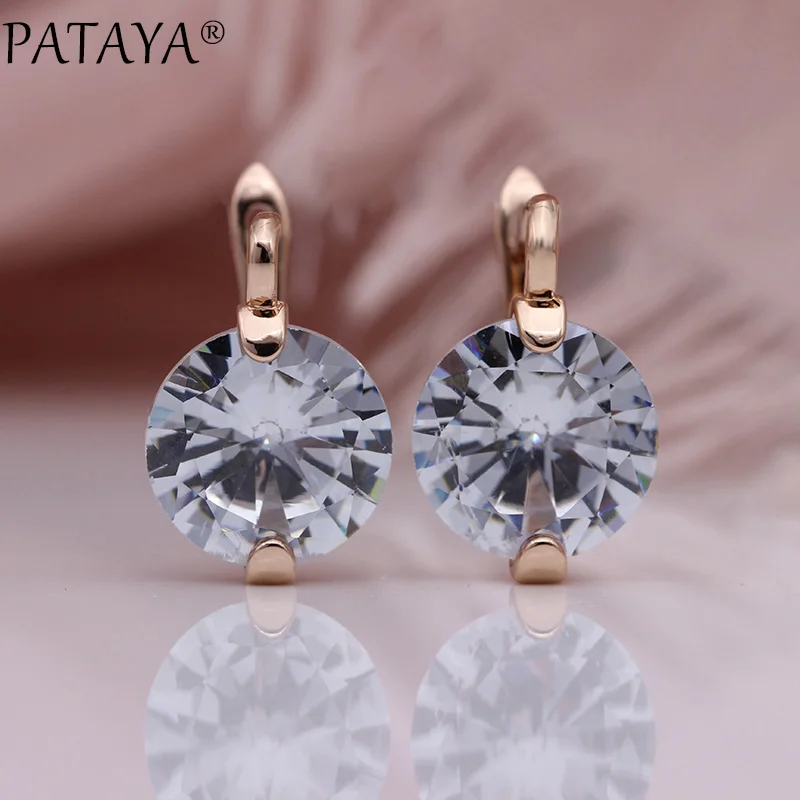 PATAYA 618, акция, новые градиентные синие свисающие серьги, 585 розовое золото, натуральный циркон, круглые серьги для женщин, Простые Модные ювелирные изделия