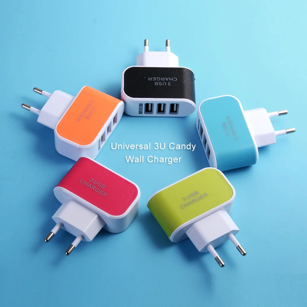 5V 2A LED зарядное устройство 3 порта USB EU Зарядные устройства адаптер для iPhone X 7 8 6s