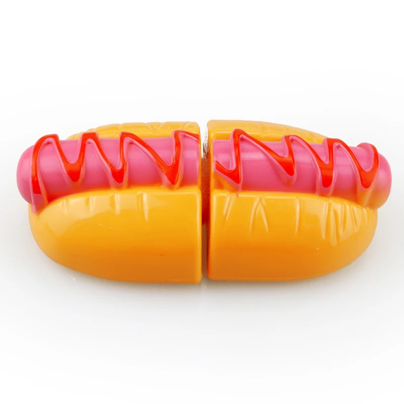 hot dog Children Kitchen Cutting Toys Pizza Hamburger Bread Fast Food Pretend Play Plastic Miniature Food Girls Kids Education Toy Gift - Цвет: hot dog