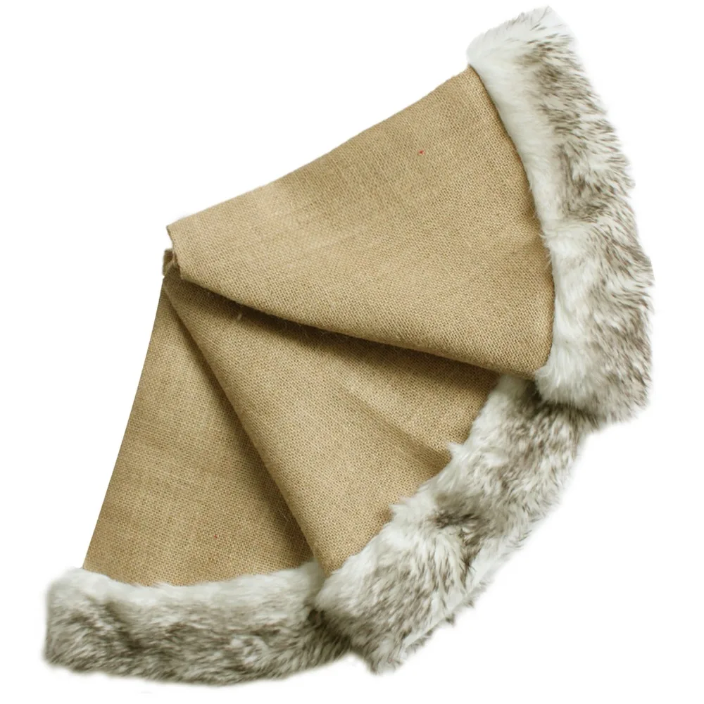 Джутовая Мешковина Рождественская елка юбка из льна с искусственным мехом