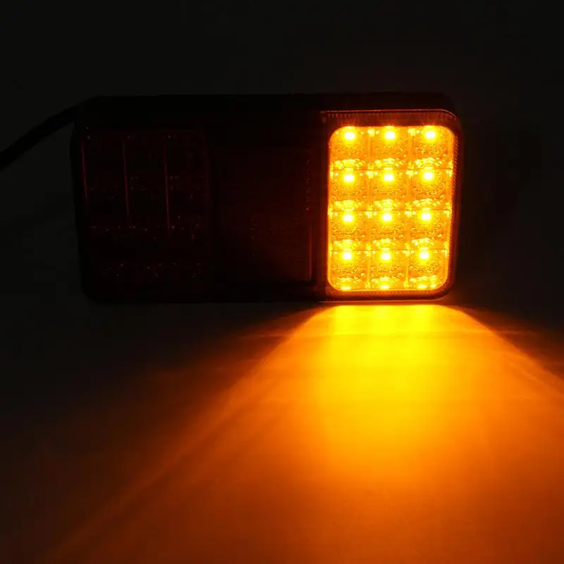 

1 Pair Car LED Rear Tail Lights Red Yellow Stop Brake Turn Signal Light 24V Truck Trailer Warning Lamp