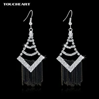 toucheart fashion silver color tassel drop dangle earrings with austrian crystal classic wedding earrings for women ser150121