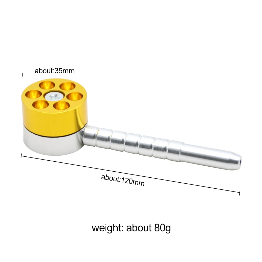 

New Arrival High Quality Metal Tobacco Pipe With Grinder 6 Holds Shooter Metal Hand Pipe With Tobacco Grinder