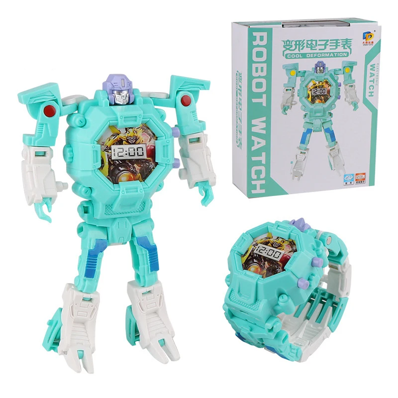 Креативные детские наручные часы трансформации игрушка электронный робот для