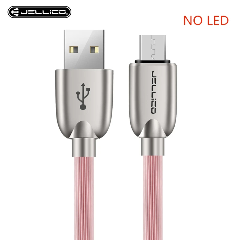 Jellico светодиодный микро USB кабель для телефона samsung USB кабель для Xiaomi huawei Быстрая зарядка кабель для передачи данных для мобильного телефона - Цвет: Pink (NO LED)