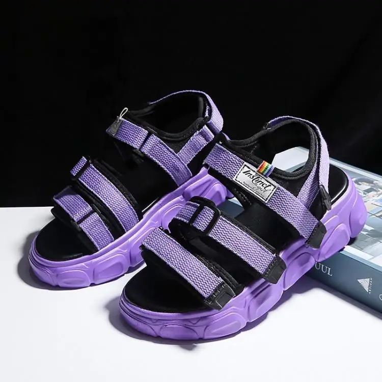 Женские босоножки на платформе Новинка 2019 года Лоскутные туфли танкетке