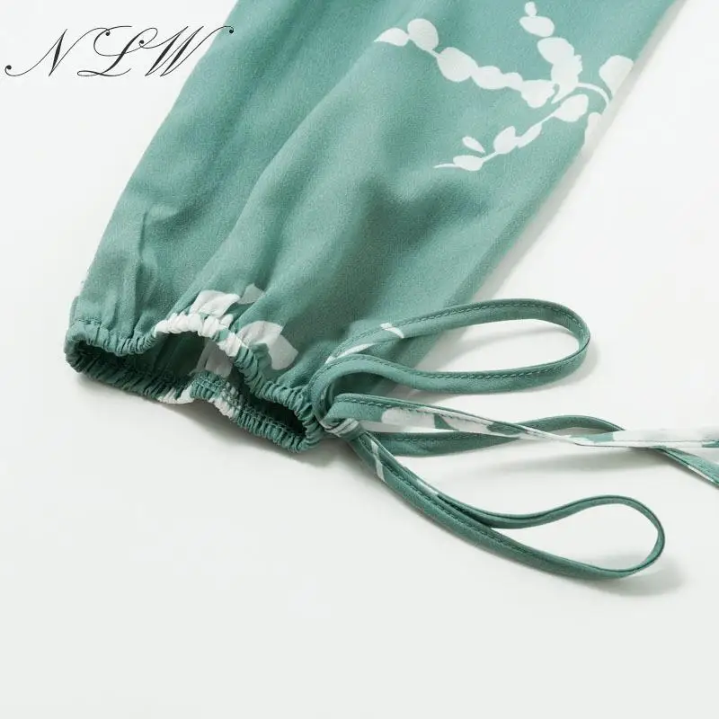 NLW женское платье с рукавами фонариками богемное шикарное короткое рюшами 2019