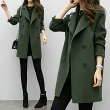 2020 Autumn Winter Wool Blends Coat Women Long Slim Thicken Warm Woolen Coats Plus Size 2XL