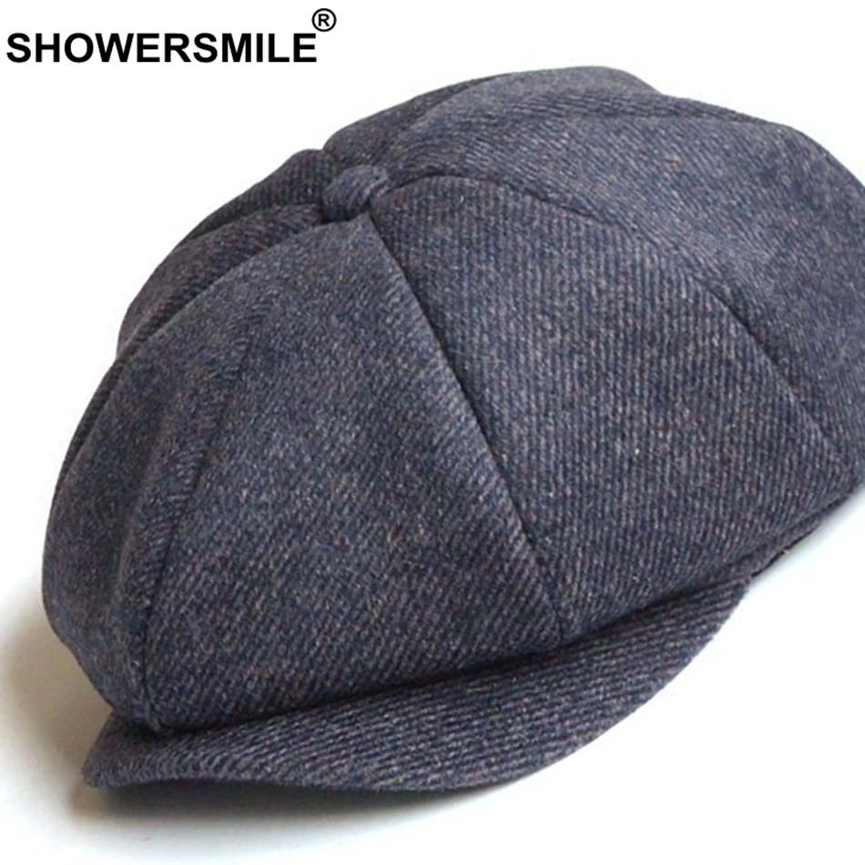 SHOWERSMILE шерсть газетная Кепка Гэтсби серая мужская полосатая плоская кепка s Ivy женские Саржевые винтажные Восьмиугольные шляпы мужские зимние таксисты Кепка s
