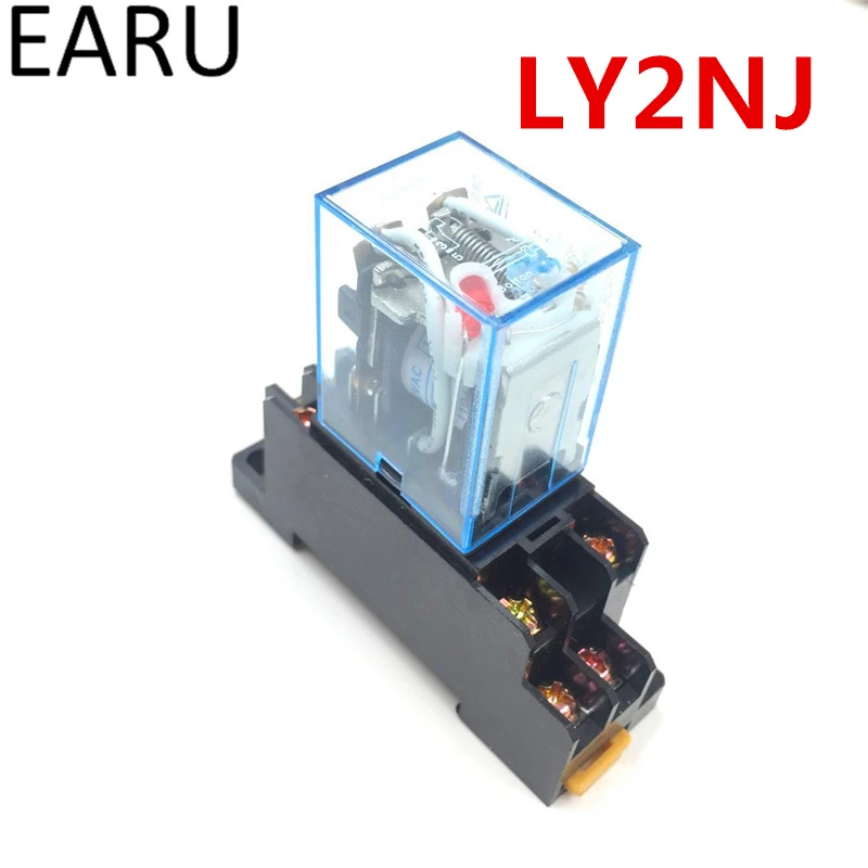 1 шт. микро-электромагнитное реле LY2NJ HH62P 10 А 8pin DPDT с гнездом 12 В 24 110 220 |