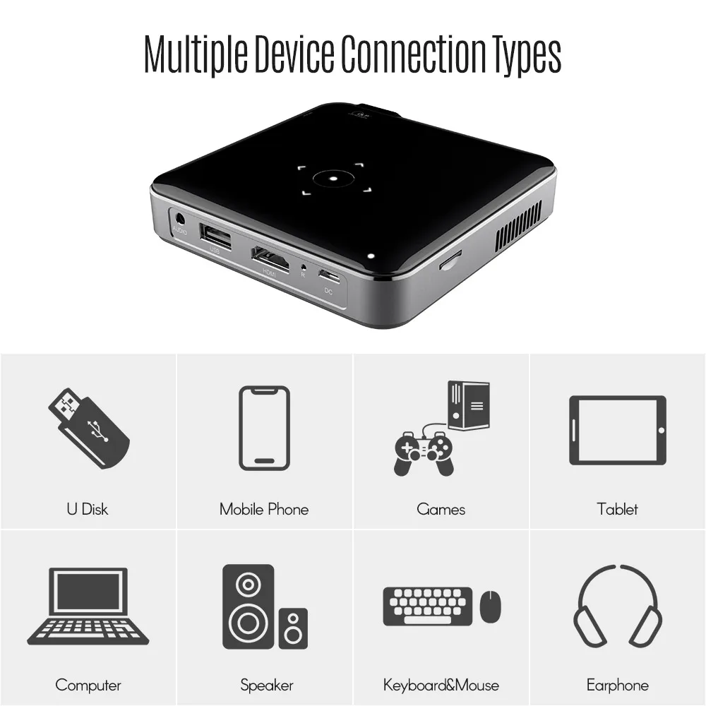 Беспроводной мини-проектор DLP 1080P HD вход изображения карманный проектор