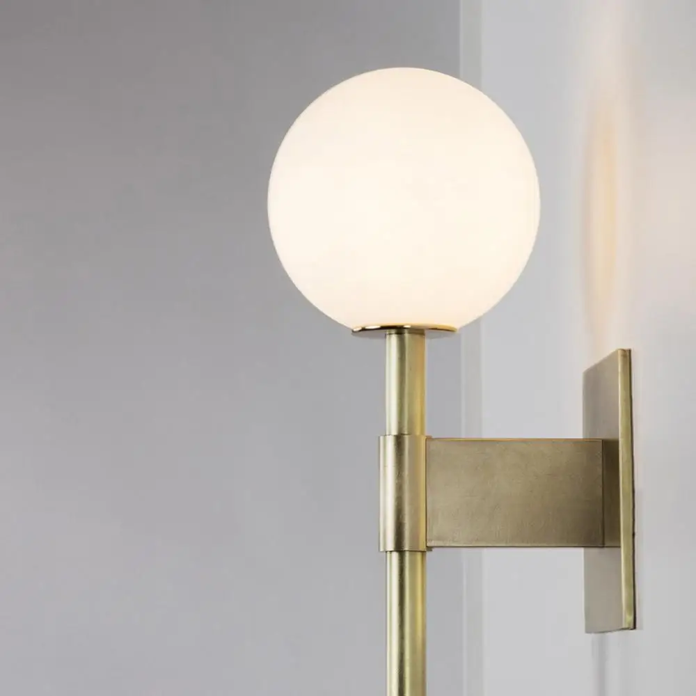 1 Light Стеклянный шар Настенный бра, атласная латунь с матовым стеклом, глобус настенный светильник светильники для ресторана, прикроватные, ванная комната - Цвет абажура: 1 Light