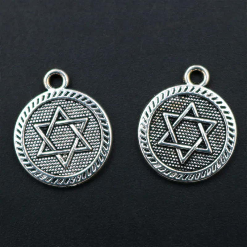 

10pcs Star of David badge Six-Pointed Star Pendants Necklace Earring Metal Accessories DIY Charms Jewelry Carfts Findings A1750