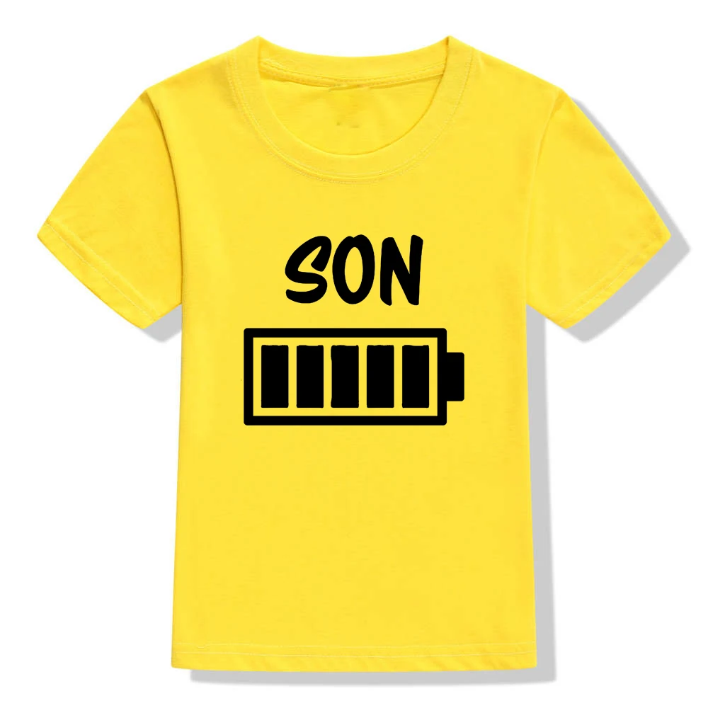 Camiseta divertida de manga corta para ni&ntilde;os, ropa informal con estampado de bater&iacute;a, cuello redondo, de verano-3