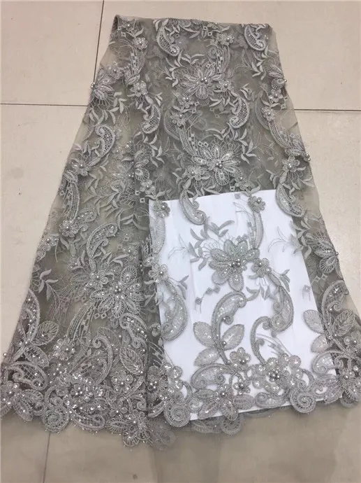 Новейшая блестящая пудра с золотыми блестящими бусинами кружевная ткань 5 ярдов