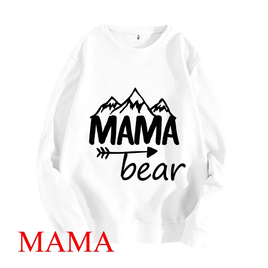 Mama-White Комплект одинаковых толстовок с медведем для папы, мамы, малыша, подросткового папы, мамы, персонализированных пуловеров - Цвет: Mama-White