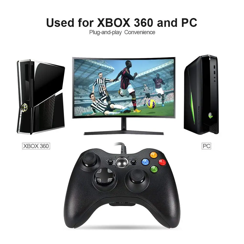 AKASO USB игровой пульт для Xbox 360 контроллер геймпад джойстик Windows PC MAC низкая цена |