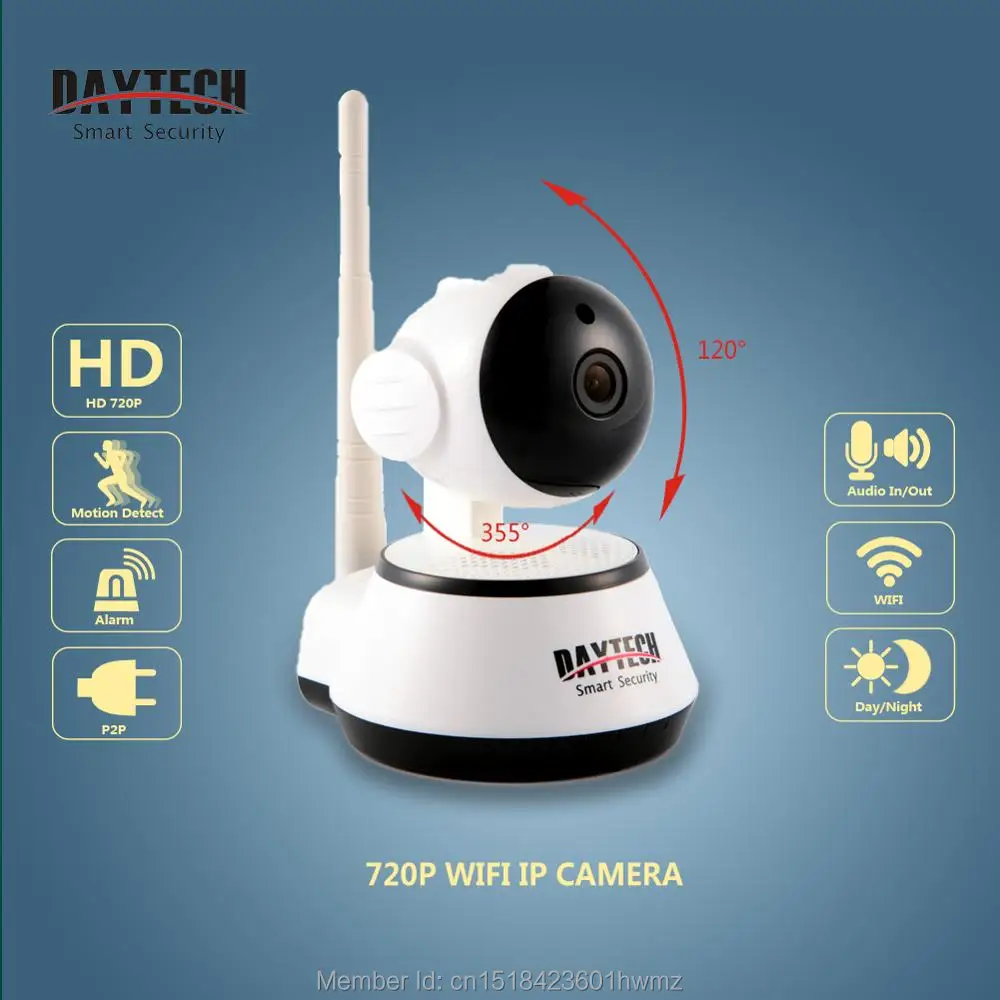 Daytech Wifi IP Camera Night Vision Motion Detect P2P Monitor Network CCTV Home security Mobile Remote Cam DT-C8815 | Безопасность и