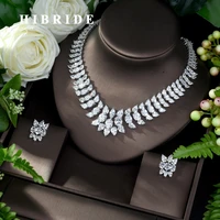 hibride african 2pcs bridal zirconia necklace earrings for women party luxury dubai nigeria cz crystal wedding jewelry set n 960