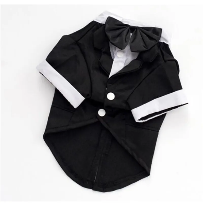 Черный смокинг Одежда для питомцев куртка собак костюм свадьбы с бантом костюмы