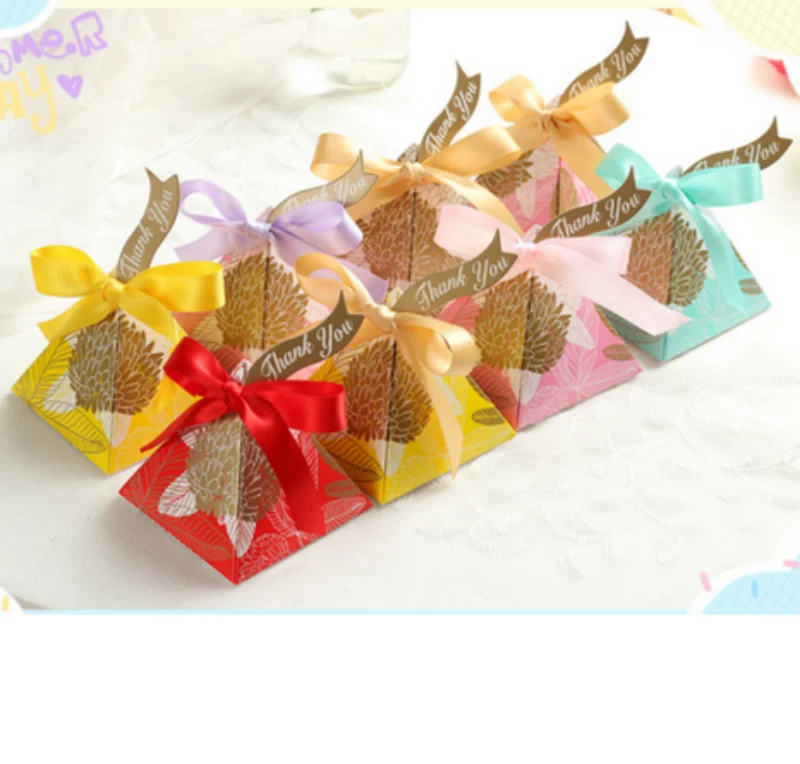 20 шт Мода Треугольная пирамида листья шаблон Свадебные сувениры Конфетница для