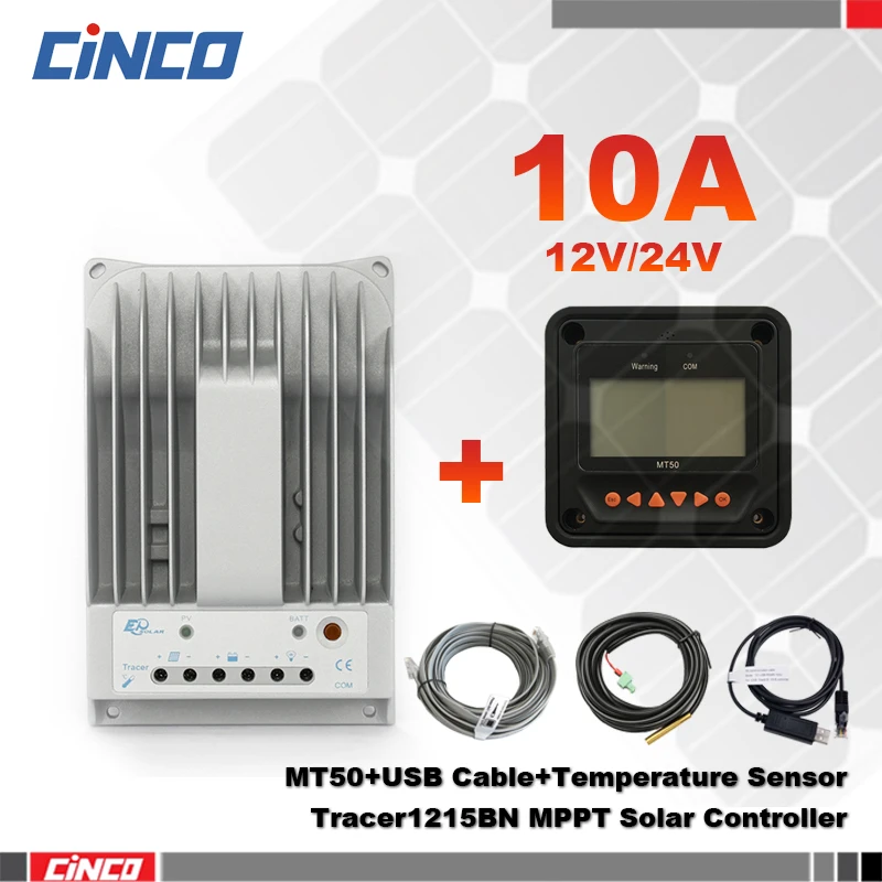 Контроллер солнечной зарядки Tracer1215BN 10 А 12 В/24 В MT50 кабель связи USB и датчик