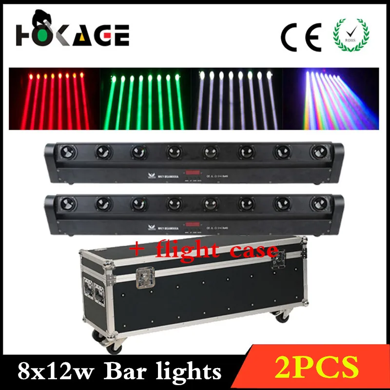 2 шт./лот 8x12 Вт LED Бар Луч Переезд Головного Света RGBW с полета случае Идеально