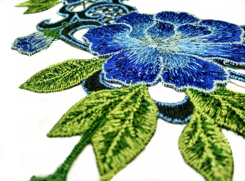 Синяя декоративная кружевная вышивка цветочной вышивки из полиэстера воротник с