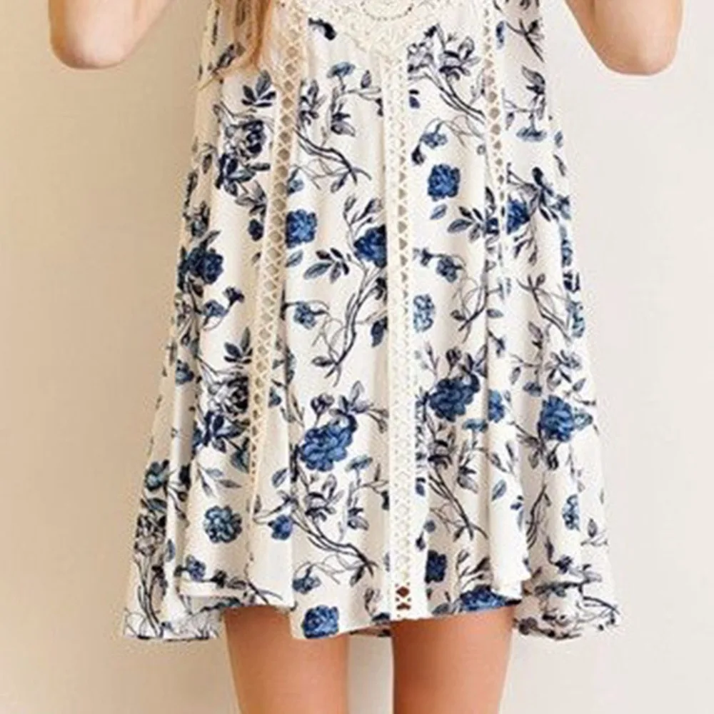 Womens Summer Dresses 2019 Print Flower Lace Mini Party Sexy Club Casual Vintage Beach Sun Dress Plus Size | Женская одежда