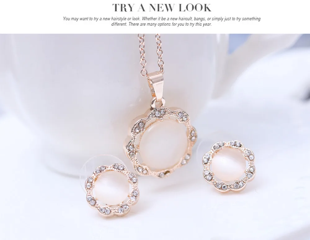 Новинка 2017 года Опал Кристалл Белое золото/розовое золото комплект ювелирных