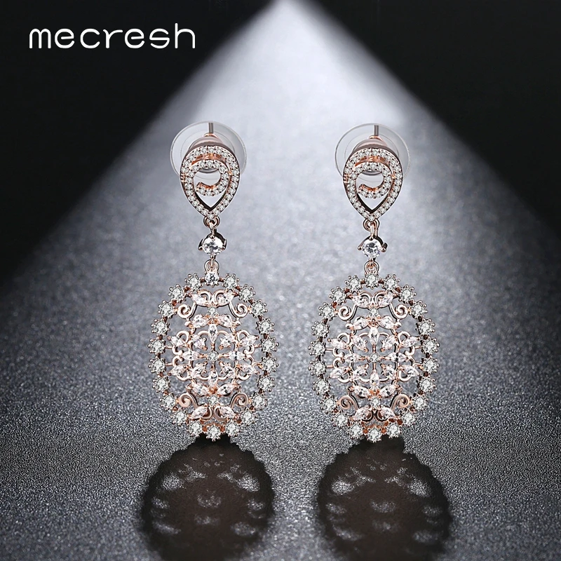 

Mecresh Original Design European Flower AAA+ CZ Dangle Earrings for Women Bridal Earrings 2022 for Wedding Party Jewelry MEH1054