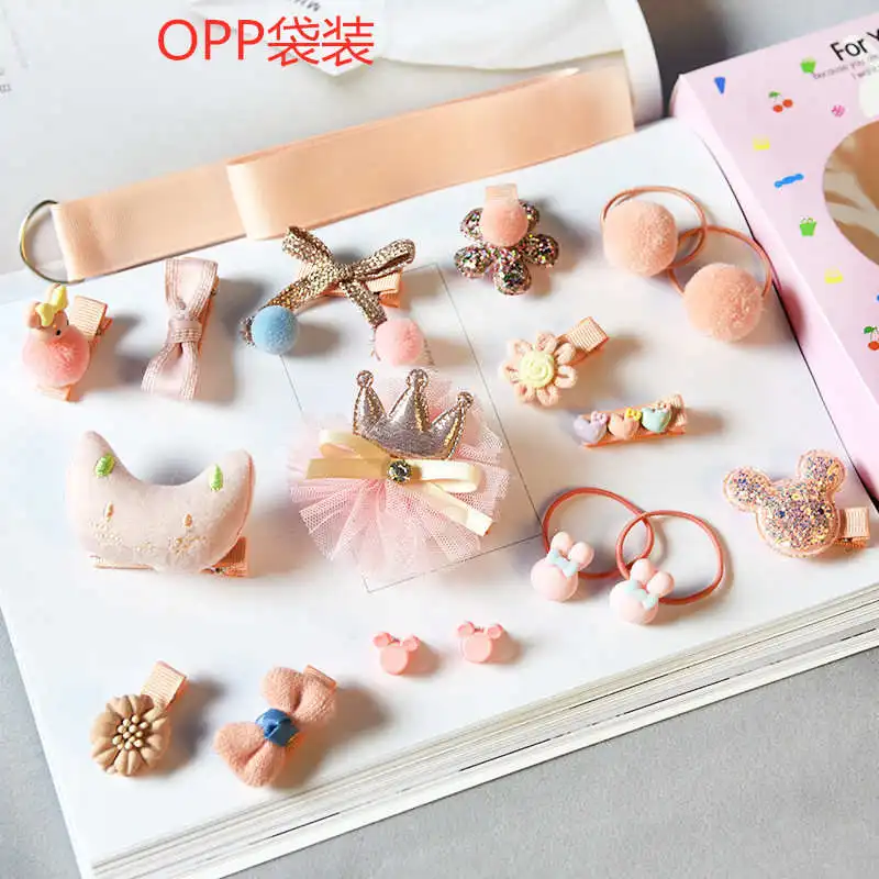 bright pink with opp 18 шт./компл. детские заколки модная детская одежда аксессуары для волос лента для волос заколки для девочек с подарочной коробкой - Цвет: bright pink with opp