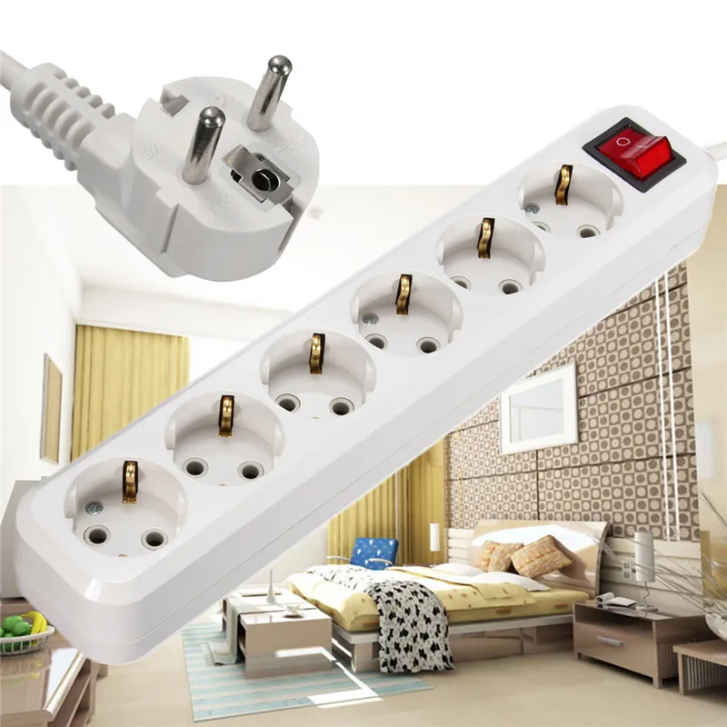 Удлинитель электрический с 2 круглыми контактами 3/5 м 6 розеток|power strip|ac power socketpower