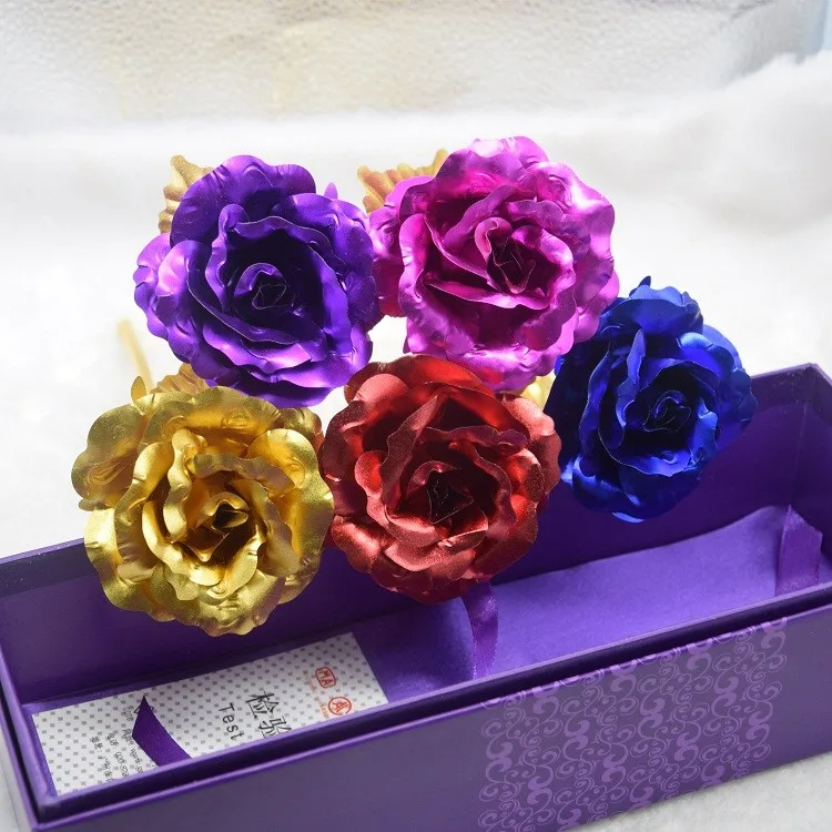 24K позолоченный цветок из фольги с розовым декором День Святого Валентина